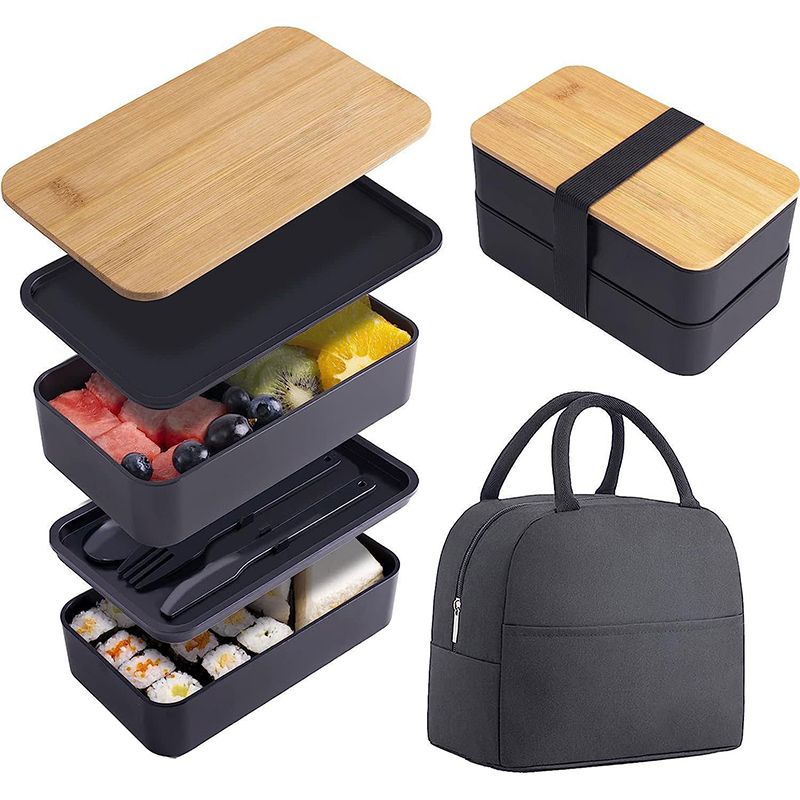 Meal Prep Fit - Caixa bento empilhável com utensílios 1200ml,