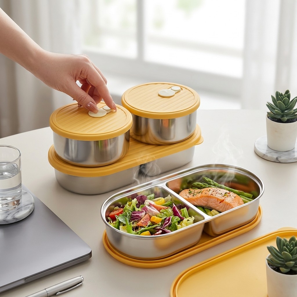 Meal Prep Kinder - Conjunto de Caixa Bento de Aço