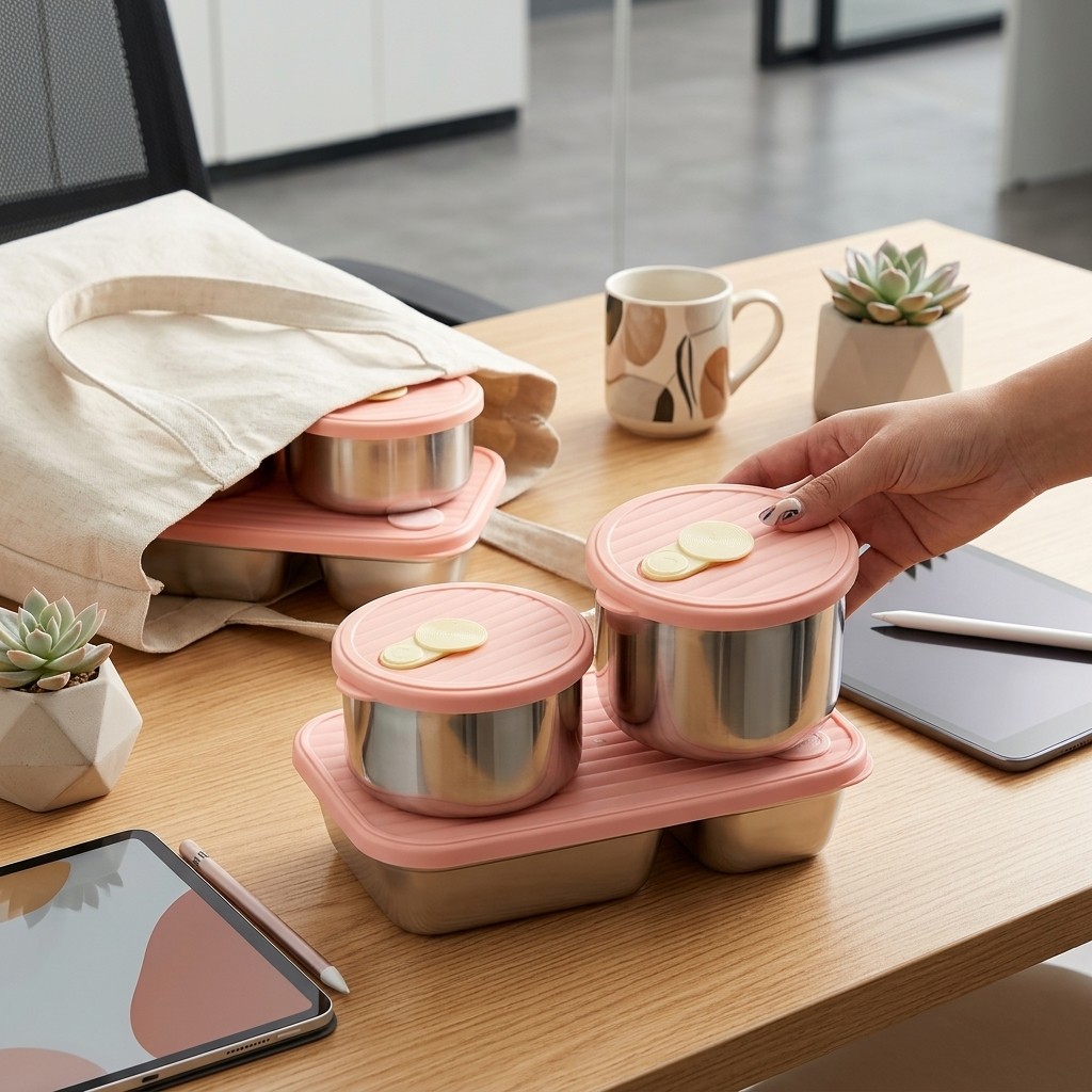Meal Prep Kinder - Conjunto de Marmitas de Aço Inoxidável