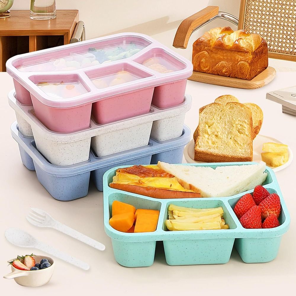 Meal Prep Kinder - Kids Bento Box com tampas reutilizáveis,