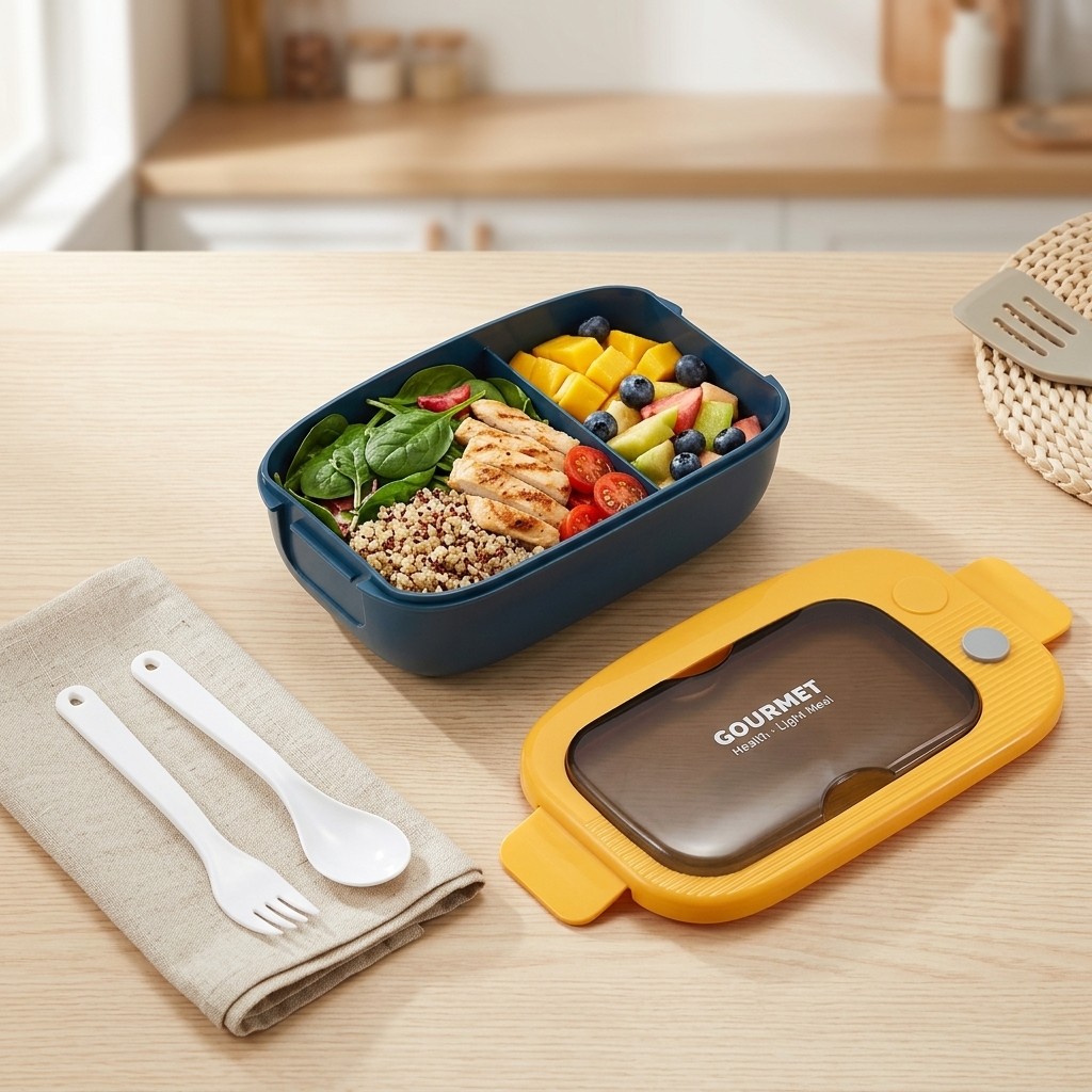 Meal Prep Kinder - Marmita Plástica Bento com 2 Compartimentos,