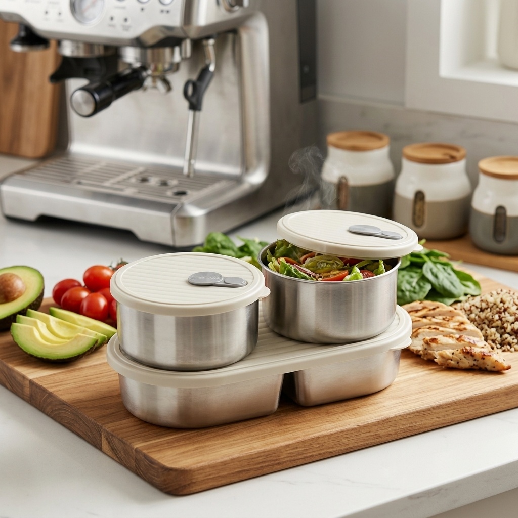 Meal Prep Kinder - Conjunto de Marmitas de Aço Inoxidável