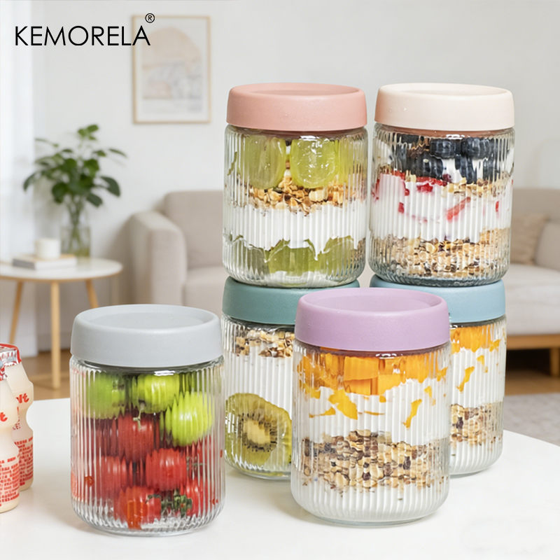 Meal Prep Overnight Oats - 1PCS Pote de Vidro Hermético para