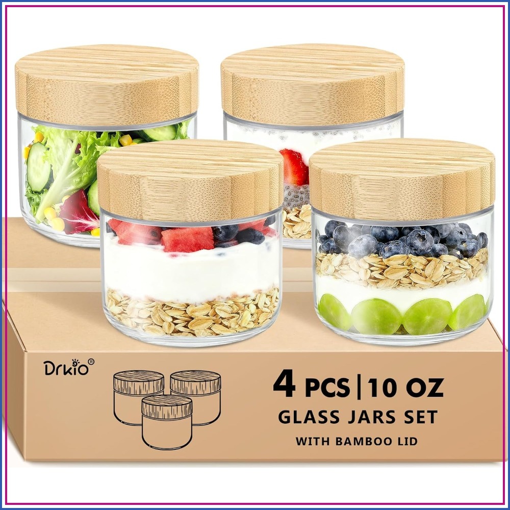 Meal Prep Overnight Oats - Potes de Vidro Herméticos de Boca