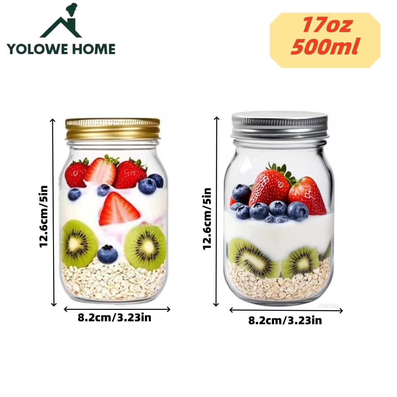Conjunto de 6 ou 12 Potes de V - Meal Prep Overnight Oats avaliação e preço